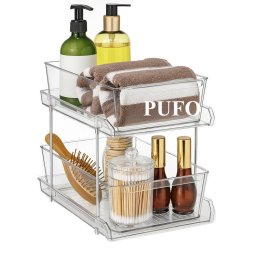 Organizator Multifunctional cu 2 niveluri, 32 x 18.5 x 23 cm, 9L – Cutie de Depozitare cu Acces Rapid pentru Casa si Birou