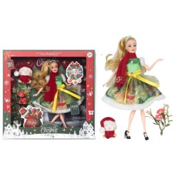Papusa Zana Elf de Craciun Verde, 30 cm cu Accesorii
