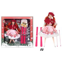 Papusa Zana Zapezii la schi, de Craciun Roz, 30 cm cu Accesorii
