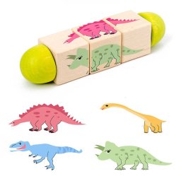 Animal mini puzzle cilindri Montessori jucărie din lemn