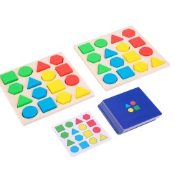 Joc de potrivire a formelor și construcție din lemn cu cărți