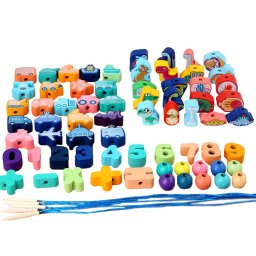 Jucărie din lemn cu ace forme și numere 138 piese