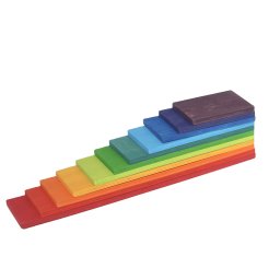 Joc de construcție cu jucării din lemn „Curcubeul Montessori”