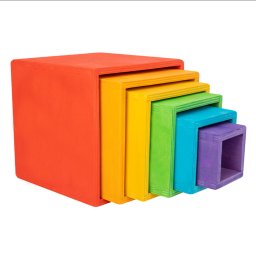 Jucărie Montessori din lemn cu cutie curcubeu