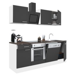 Mobilă de bucătărie Yorki 220, corp alb, față antracit satinat, element inferior cuptor