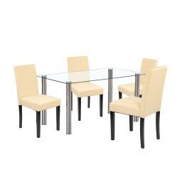 Set de masă Cadiz 4+1 alb-bej