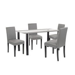 Set de masă Cadiz 4+1 negru-gri