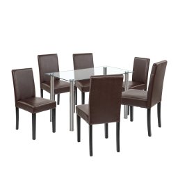 Set de masă Cadiz 6+1 alb-maro