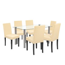 Set de masă Cadiz 6+1 alb-bej