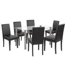 Set de masă Cadiz 6+1 alb-negru