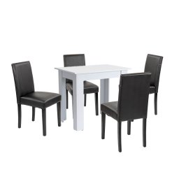 Set de masă Leon 4+1 alb-negru