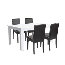 Set de masă Leon 4+1 alb-negru