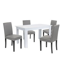Set de masă Leon 4+1 alb-gri