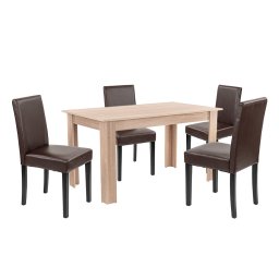 Set de masă Leon 4+1, stejar Sonoma-maro