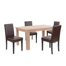 Set de masă Leon 4+1, stejar Sonoma-maro