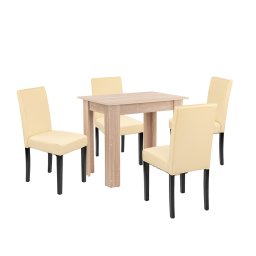 Set de masă Leon 4+1 stejar Sonoma-bej