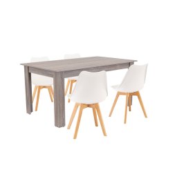 Set de masă Lola 4+1 alb-stejar York