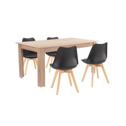 Set de masă Lola 4+1 negru-stejar Sonoma