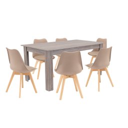 Set de masă Lola 6+1 bej-stejar York
