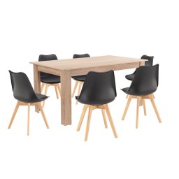Set de masă Lola 6+1 negru-stejar Sonoma