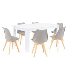 Set de masă Lola 6+1 gri-alb