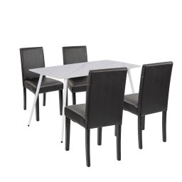 Set de masă Megan 4+1 alb-negru