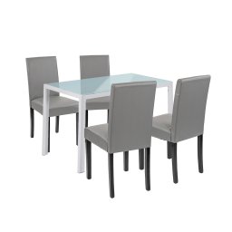 Set de masă Mira 4+1 alb-gri
