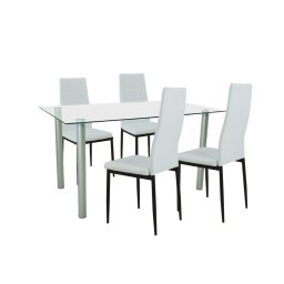 Set de masă Verna 4+1 alb-negru