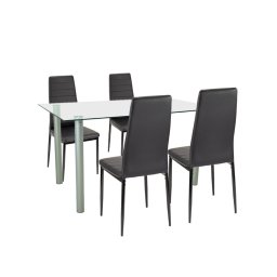 Set de masă Verna 4+1 negru-negru