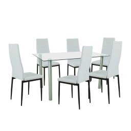 Set de masă Verna 6+1 alb-negru
