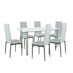 Set de masă Verna 6+1 alb-gri