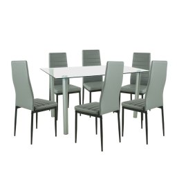 Set de masă Verna 6+1 gri-negru