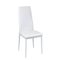 Scaun de masă Tino NOVA, piele textilă albă + metal - alb