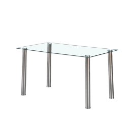 Masă de dining pătrată Berna 140 cm din sticlă transparentă