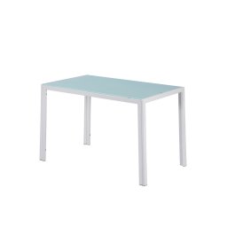 Masă pătrată Ezra 120 cm, din sticlă, albă