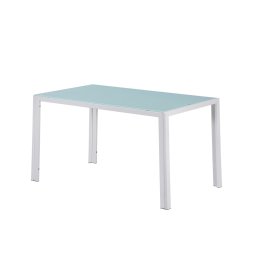 Masă pătrată Ezra 140 cm, din sticlă, albă