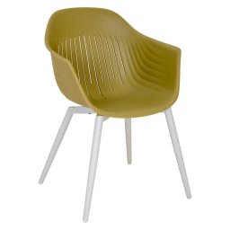 Scaun de grădină din plastic Ballena cu picioare metalice, verde măsliniu