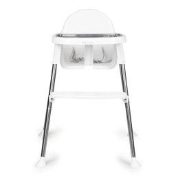 Scaun de hrănire 2 în 1 cu tavă și centuri alb