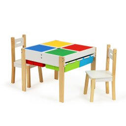 Set de mobilier din lemn pentru copii cu masă și 2 scaune