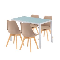 Set de sufragerie Liva 4+1 alb-bej