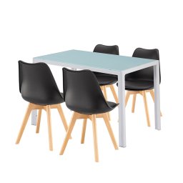 Set de sufragerie Liva 4+1 alb-negru