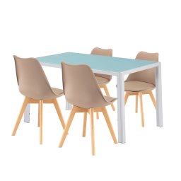 Nuvia 4+1 set de sufragerie alb-bej