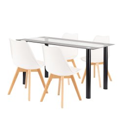 Set de sufragerie Zelma 4+1 alb-negru