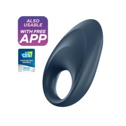 Satisfyer Mighty One - inel vibrator smart pentru penis - silicon albastru