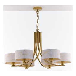 Jupiter 2098 - Lustru cu lanț ARTHUR 6xE27/15W/230V alb/auriu/decor marmură