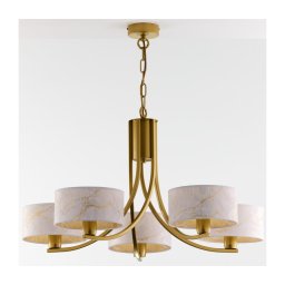 Jupiter 2097 - Candelabru suspendat pe lanț ARTHUR 5xE27/15W/230V alb/auriu/decor marmură