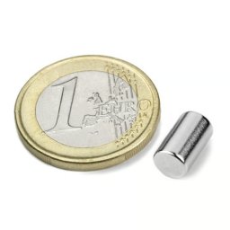 Magnet neodim cilindru ⌀6x10 mm, putere 1,4 kg - N40