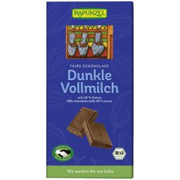 Ciocolata bio neagra cu lapte integral 46% cacao HIH 100g Rapunzel