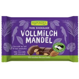 Ciocolata bio lapte integral Cristallino cu migdale intregi HIH 100g Rapunzel