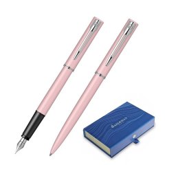 Set pix si stilou Waterman Allure roz pastel cu accesorii cromate, in cutie dubla de cadou
